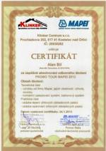 Certifikát Klimeš a Mapei – odborné školení